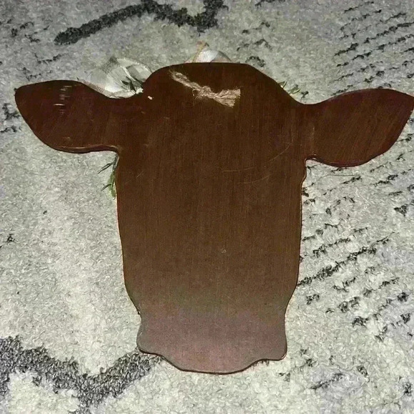 Wooden Cow Face Silhouette Handmade Super Cute - Picture 2 of 2
